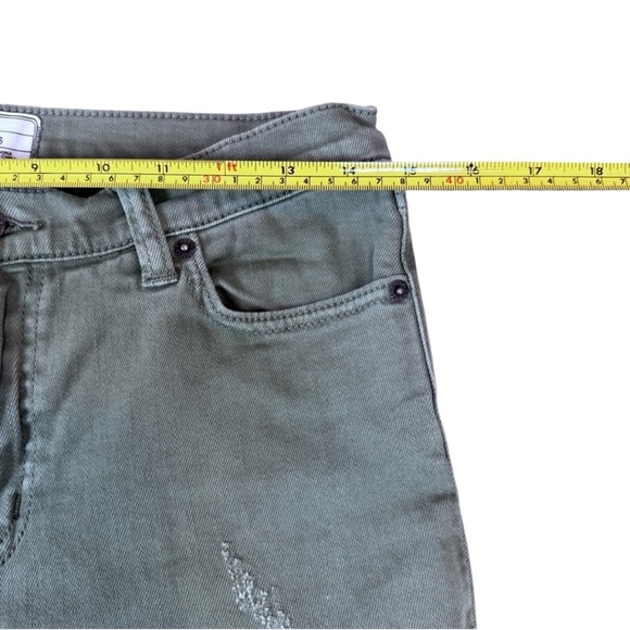 Free People Distressed Green Cropped Jeans with Frayed Hem - Picture 13 of 15